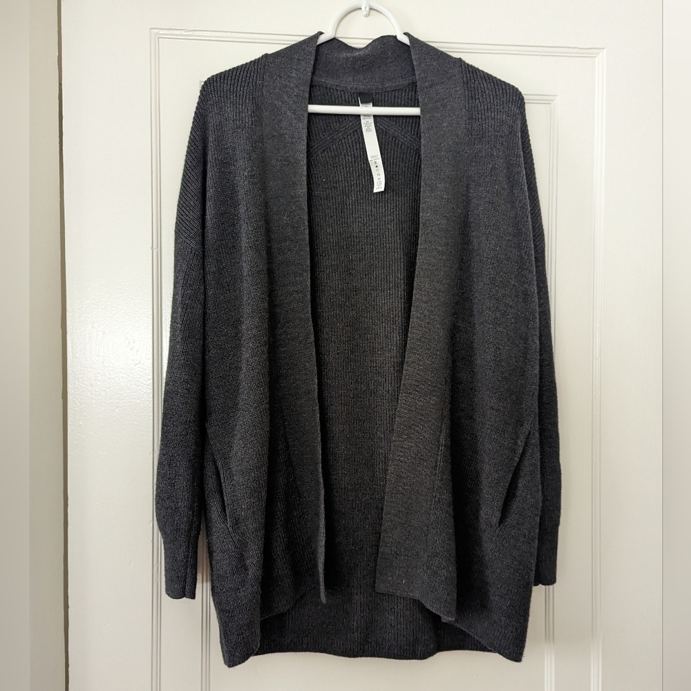 Lululemon merino wool blend ribbed long wrap sweater/ cardigan